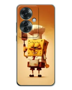 Чехол для OPPO Reno 11F с картинкой «Губка Боб повар»