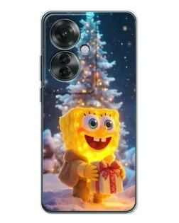Чехол для OPPO Reno 11F с картинкой «Рождественский Спанч Боб»