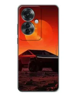 Чехол для OPPO Reno 11F с картинкой «Cybertruck на Марсе»