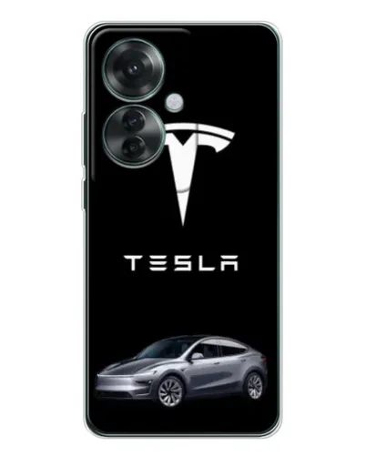 Чехол для OPPO Reno 11F с картинкой «Tesla Model Y»