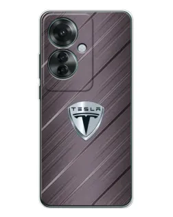 Чехол для OPPO Reno 11F с картинкой «Металлическая текстура Tesla»