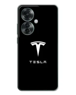 Чехол для OPPO Reno 11F с картинкой «Tesla White Logo»