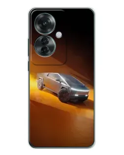 Чехол для OPPO Reno 11F с картинкой «Cybertruck в пустыне»