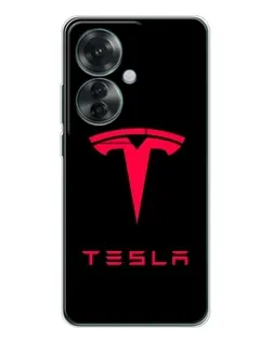 Чехол для OPPO Reno 11F с картинкой «Tesla Red Logo»