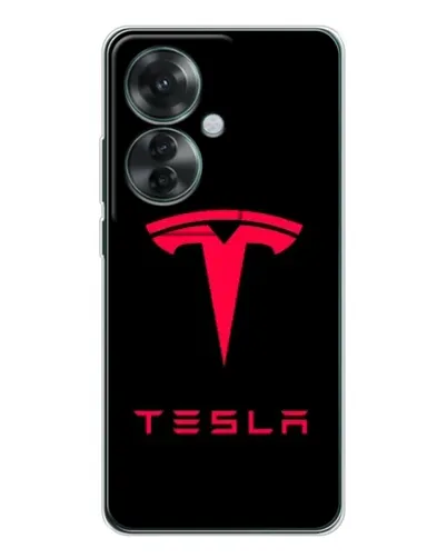 Чехол для OPPO Reno 11F с картинкой «Tesla Red Logo»