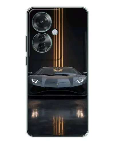 Чехол для OPPO Reno 11F с картинкой «Lamborghini золотые линии»