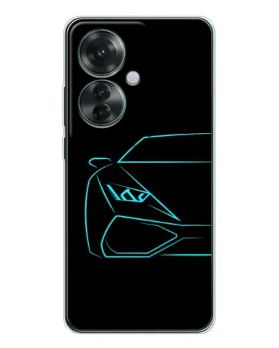 Чехол для OPPO Reno 11F с картинкой «Голубой силуэт Lamborghini»