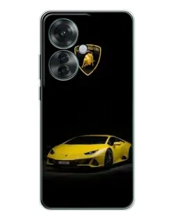 Чехол для OPPO Reno 11F с картинкой «Lamborghini желтый акцент»