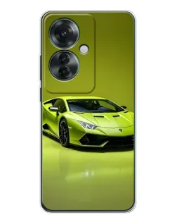 Чехол для OPPO Reno 11F с картинкой «Салатовый Lamborghini Huracan»
