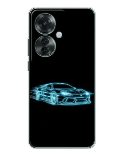Чехол для OPPO Reno 11F с картинкой «Неоновый контур Lamborghini»