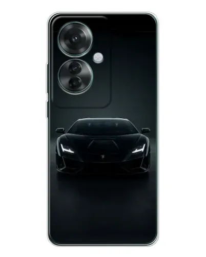 Чехол для OPPO Reno 11F с картинкой «Черный Lamborghini Aventador»