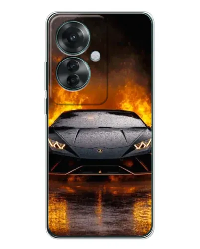 Чехол для OPPO Reno 11F с картинкой «Lamborghini в огне»