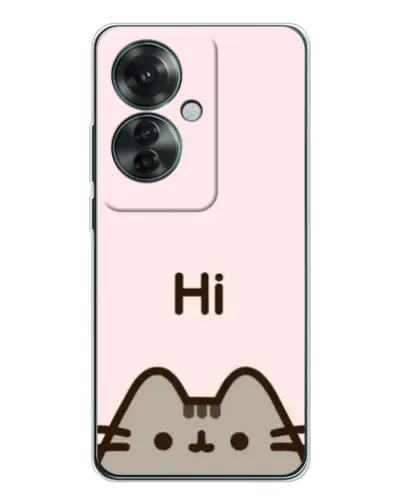 Чехол для OPPO Reno 11F с картинкой «Пушин говорит Hi»
