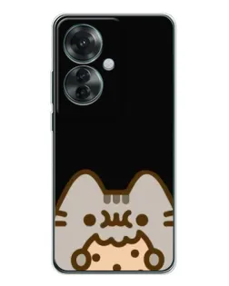 Чехол для OPPO Reno 11F с картинкой «Пушин на черном»