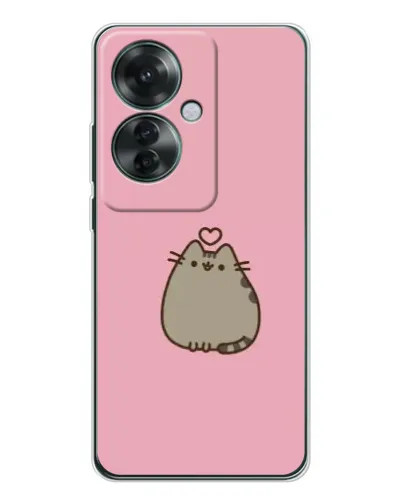 Чехол для OPPO Reno 11F с картинкой «Pusheen сердце»