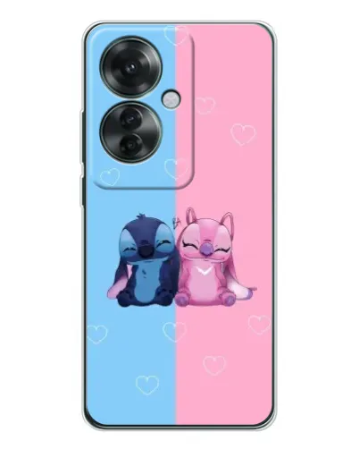 Чехол для OPPO Reno 11F с картинкой «Stitch и Angel Love»