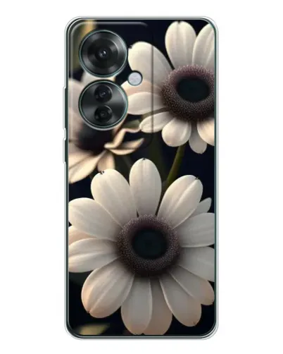 Чехол для OPPO Reno 11F с картинкой «Белые маргаритки макро»