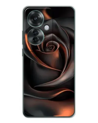 Чехол для OPPO Reno 11F с картинкой «Шелковая черная роза»