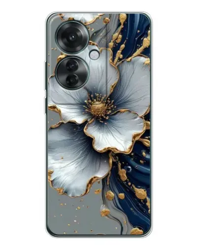 Чехол для OPPO Reno 11F с картинкой «Белый цветок и золотой флюид» Чехол для OPPO Reno 11F с картинкой «Белый цветок и золотой флюид»