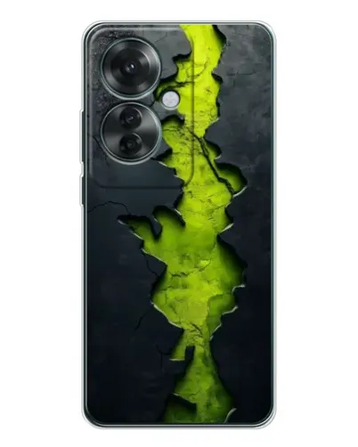 Чехол для OPPO Reno 11F с картинкой «Салатовый разлом скалы»