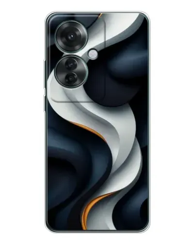 Чехол для OPPO Reno 11F с картинкой «Объемные черно-белые ленты»