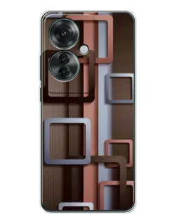 Чохол для OPPO Reno 11F з картинкою «Коричневі об'ємні квадрати» Чохол для OPPO Reno 11F з картинкою «Коричневі об'ємні квадрати»