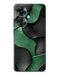 Чехол для OPPO Reno 11F с картинкой «Зеленые кожаные волны»