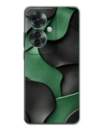 Чехол для OPPO Reno 11F с картинкой «Зеленые кожаные волны»
