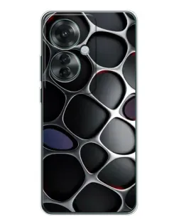 Чехол для OPPO Reno 11F с картинкой «Объемная темная решетка»