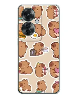 Чехол для OPPO Reno 11F с картинкой «Капибары паттерн»