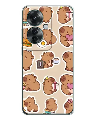 Чехол для OPPO Reno 11F с картинкой «Капибары паттерн»