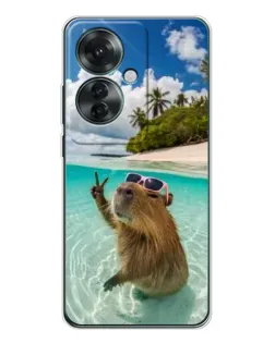 Чехол для OPPO Reno 11F с картинкой «Капибара на море»