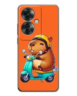 Чехол для OPPO Reno 11F с картинкой «Капибара на скутере»