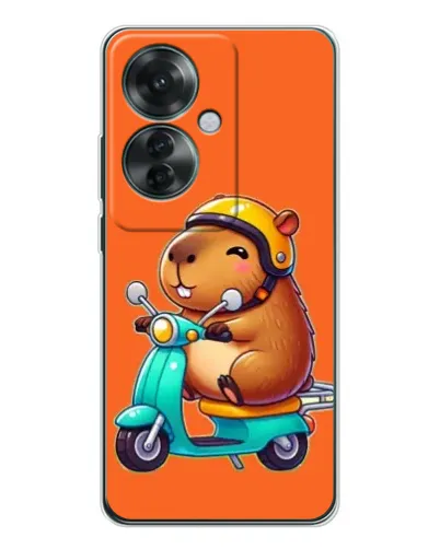 Чехол для OPPO Reno 11F с картинкой «Капибара на скутере»