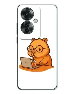 Чехол для OPPO Reno 11F с картинкой «Капибара с ноутбуком»