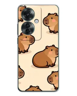 Чехол для OPPO Reno 11F с картинкой «Паттерн милых капибар»