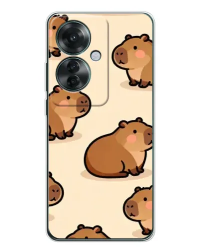 Чехол для OPPO Reno 11F с картинкой «Паттерн милых капибар»