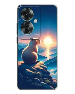Чехол для OPPO Reno 11F с картинкой «Закат солнца с капибарой»