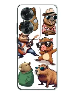 Чехол для OPPO Reno 11F с картинкой «Крутые капибары музыканты»