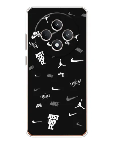Чехол для OPPO Reno 12 F с картинкой «Nike Black Pattern»