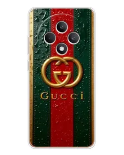 Чехол для OPPO Reno 12 F с картинкой «Gucci — фирменная полоса и золото» Чехол для OPPO Reno 12 F с картинкой «Gucci — фирменная полоса и золото»