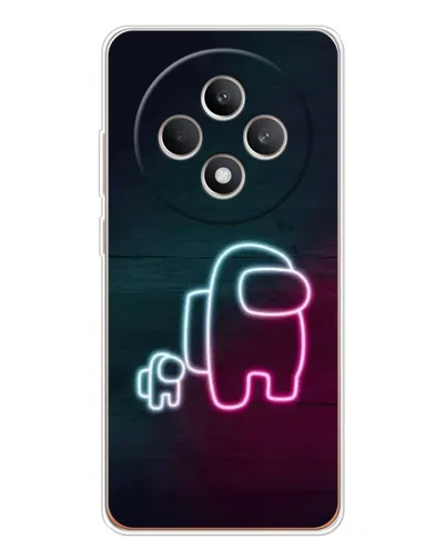 Чехол для OPPO Reno 12 F с картинкой «Among Us неон-арт»