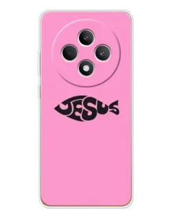 Чехол для OPPO Reno 12 F с картинкой «Розовый символ  Jesus»