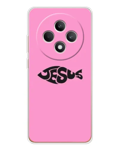 Чехол для OPPO Reno 12 F с картинкой «Розовый символ  Jesus»