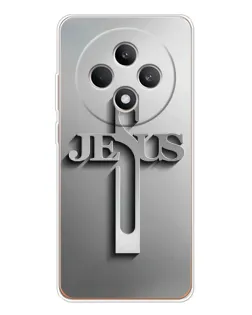 Чехол для OPPO Reno 12 F с картинкой «Металлический крест Jesus»