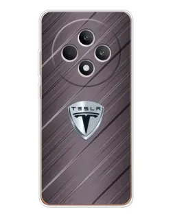 Чехол для OPPO Reno 12 F с картинкой «Металлическая текстура Tesla»