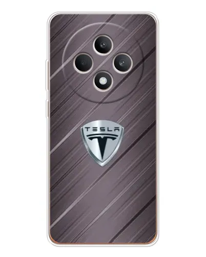 Чехол для OPPO Reno 12 F с картинкой «Металлическая текстура Tesla»