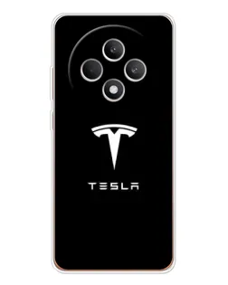 Чехол для OPPO Reno 12 F с картинкой «Tesla White Logo»
