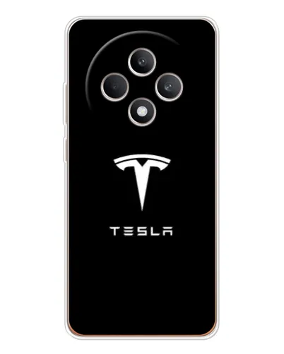 Чехол для OPPO Reno 12 F с картинкой «Tesla White Logo»