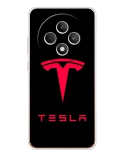 Чехол для OPPO Reno 12 F с картинкой «Tesla Red Logo»